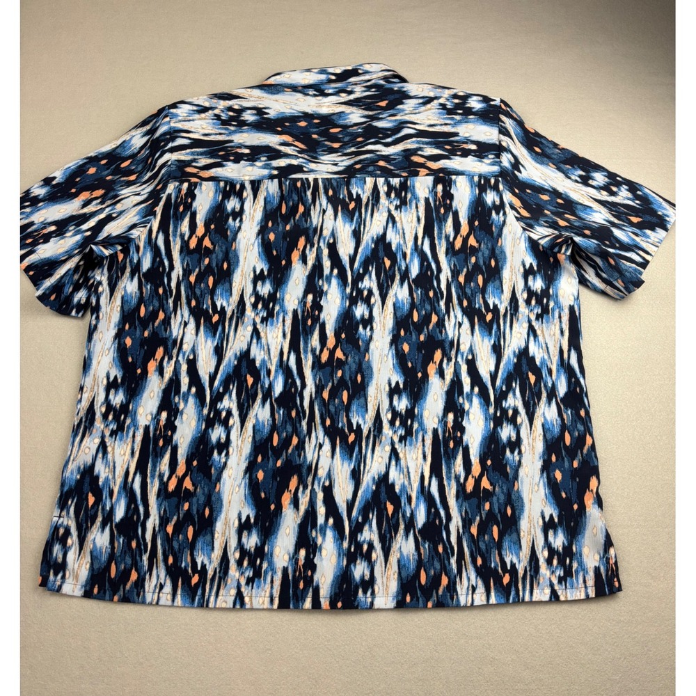Vintage Donnkenny Classics Blouse Womens Blue Abstract Ikat Watercolor Shirt XL - Picture 7 of 7